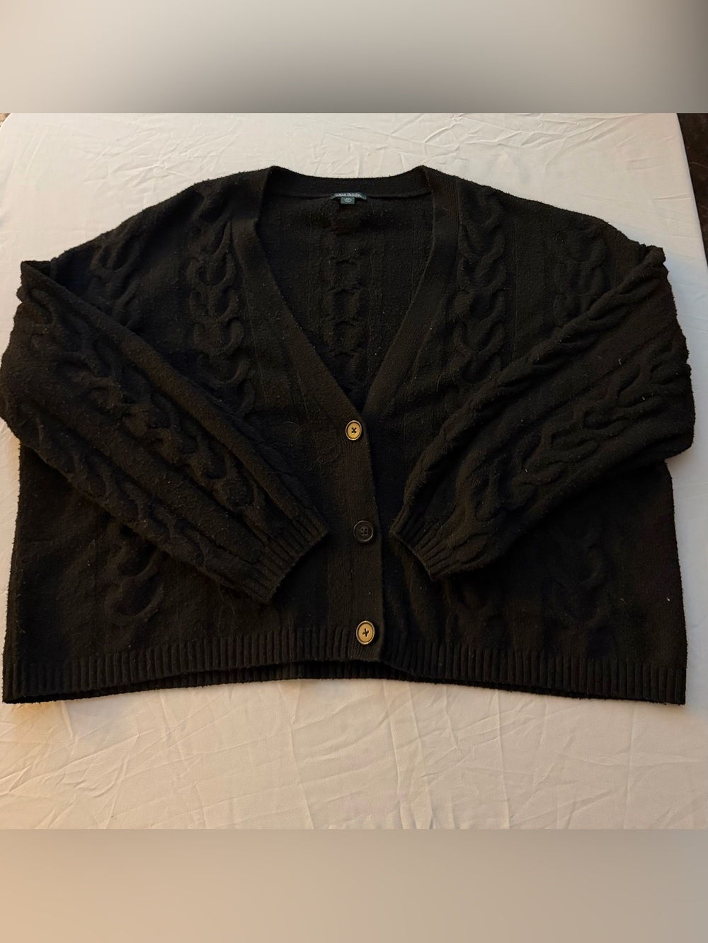 Wild Fable Black Oversized Cable Knit Button Cardigan